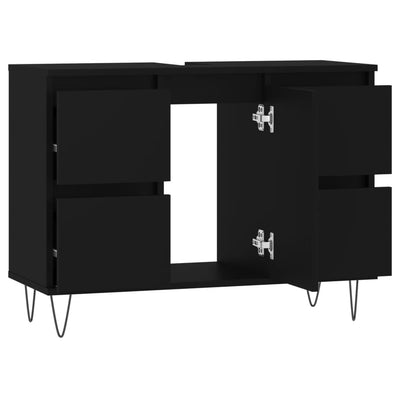 Kylpyhuoneen kaappi musta 80x33x60 cm tekninen puu