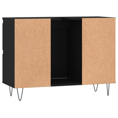 Kylpyhuoneen kaappi musta 80x33x60 cm tekninen puu