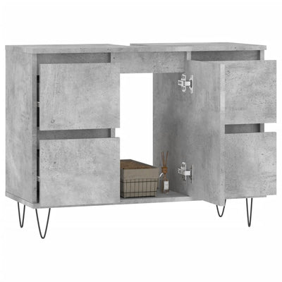 Kylpyhuoneen kaappi betoninharmaa 80x33x60 cm tekninen puu