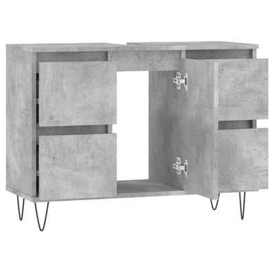 Kylpyhuoneen kaappi betoninharmaa 80x33x60 cm tekninen puu