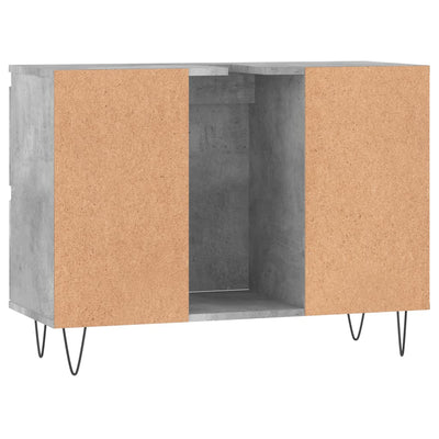 Kylpyhuoneen kaappi betoninharmaa 80x33x60 cm tekninen puu