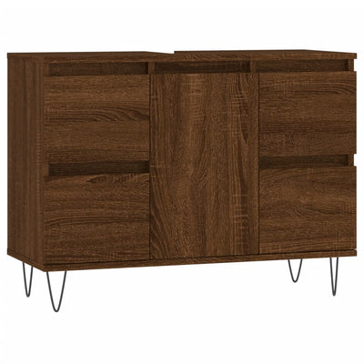 Kylpyhuoneen kaappi ruskea tammi 80x33x60 cm tekninen puu