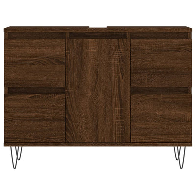 Kylpyhuoneen kaappi ruskea tammi 80x33x60 cm tekninen puu
