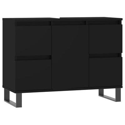 Kylpyhuoneen kaappi musta 80x33x60 cm tekninen puu