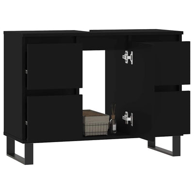 Musta kylpyhuoneen kaappi Woodie 80x33x60cm (puinen)