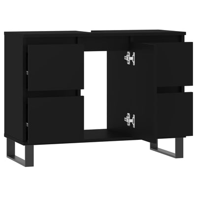 Kylpyhuoneen kaappi musta 80x33x60 cm tekninen puu