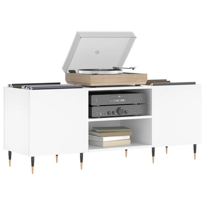 Valkoinen lp-levyjen säilytyskaappi Velica 121x38x48cm (puinen)