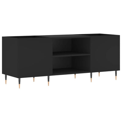 LP-levyjen säilytyskaappi musta 121x38x48 cm tekninen puu