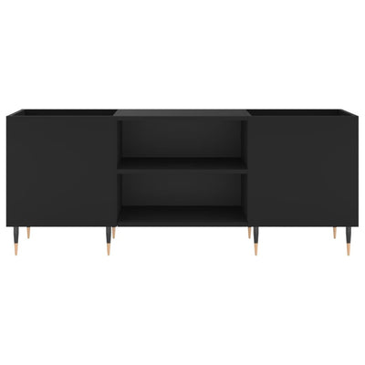 LP-levyjen säilytyskaappi musta 121x38x48 cm tekninen puu