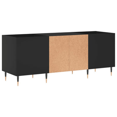 LP-levyjen säilytyskaappi musta 121x38x48 cm tekninen puu