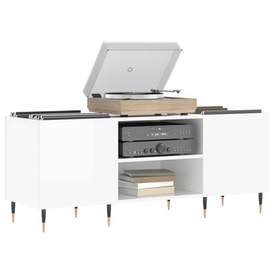 Korkeakiilto valk. lp-levyjen säilytyskaappi Velica 121x38x48cm (puu)