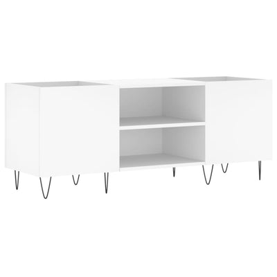 LP-levyjen säilytyskaappi valkoinen 121x38x48 cm tekninen puu