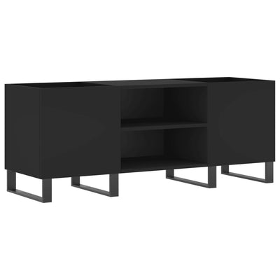 LP-levyjen säilytyskaappi musta 121x38x48 cm tekninen puu