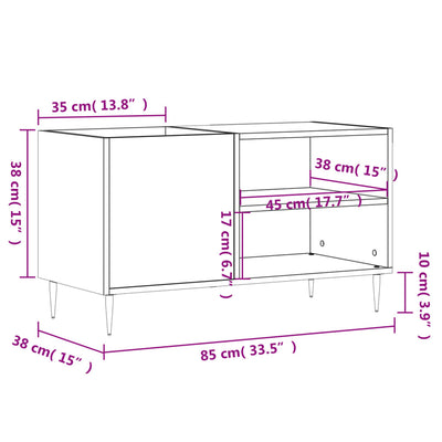 LP-levyjen säilytyskaappi harmaa Sonoma 85x38x48 cm puu
