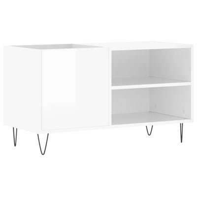 LP-levyjen säilytyskaappi korkeakiilto valk. 85x38x48 cm puu