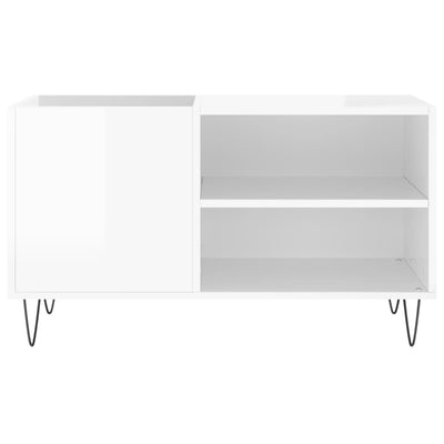 LP-levyjen säilytyskaappi korkeakiilto valk. 85x38x48 cm puu