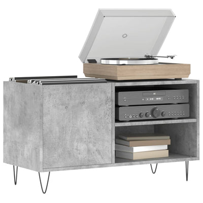 LP-levyjen säilytyskaappi betoninharmaa 85x38x48 cm puu