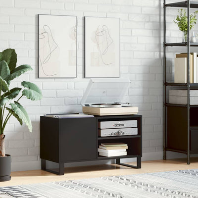 Musta lp-levyjen säilytyskaappi Doriean 85x38x48cm (puinen)