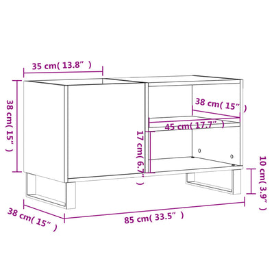 LP-levyjen säilytyskaappi betoninharmaa 85x38x48 cm puu