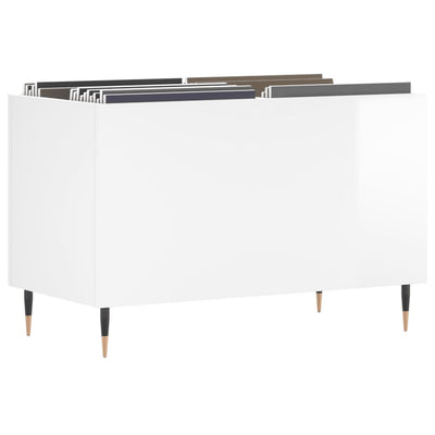 LP-levyjen säilytyskaappi korkeakiilto valk. 74,5x38x48 cm puu