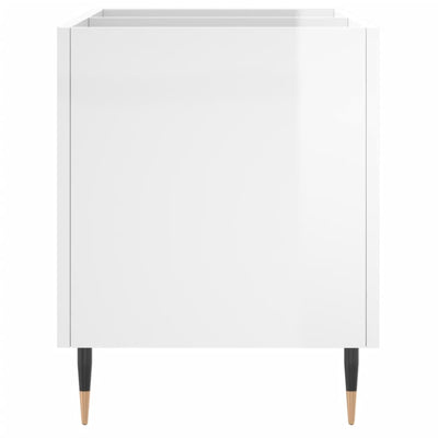 LP-levyjen säilytyskaappi korkeakiilto valk. 74,5x38x48 cm puu