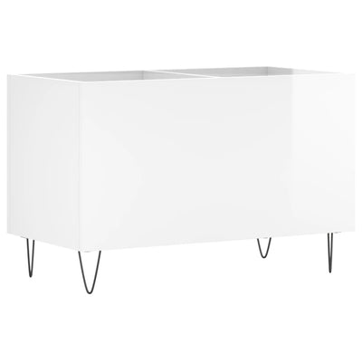LP-levyjen säilytyskaappi korkeakiilto valk. 74,5x38x48 cm puu