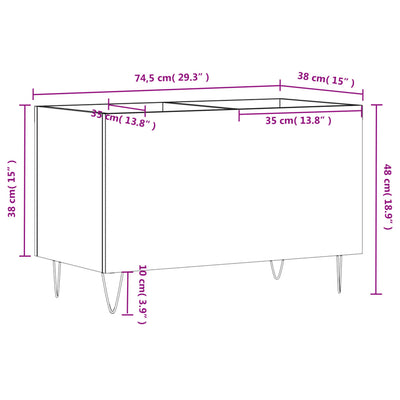 LP-levyjen säilytyskaappi Sonoma-tammi 74,5x38x48 cm puu
