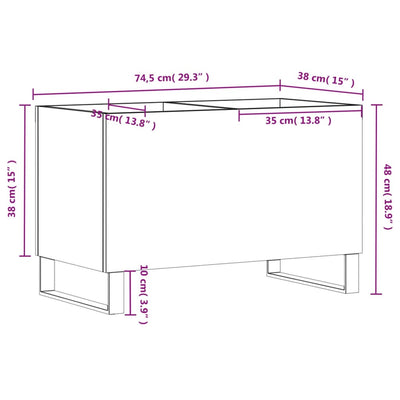 LP-levyjen säilytyskaappi harmaa Sonoma 74,5x38x48 cm puu
