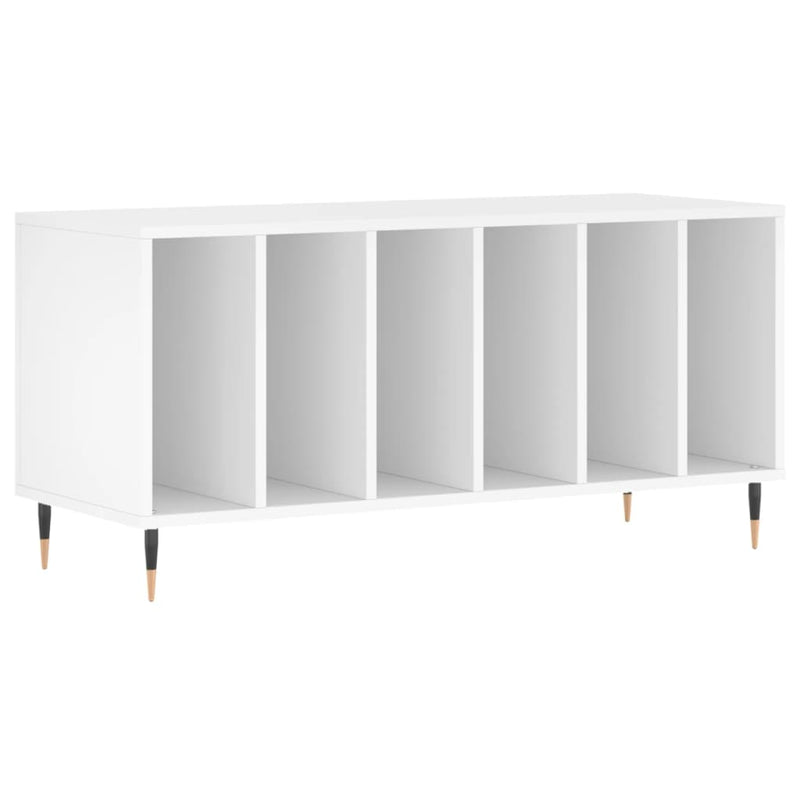 Valkoinen lp-levyjen säilytyskaappi Ionelica 100x38x48cm (puinen)