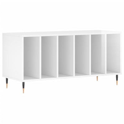 LP-levyjen säilytyskaappi korkeakiilto valk. 100x38x48 cm puu