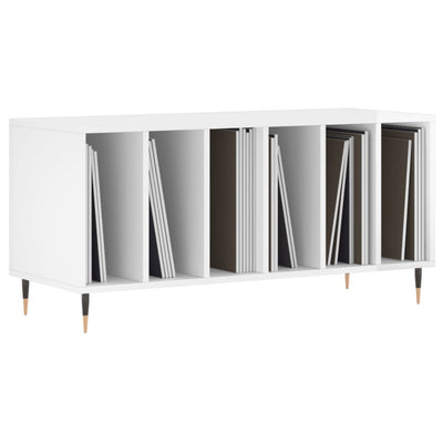 LP-levyjen säilytyskaappi korkeakiilto valk. 100x38x48 cm puu