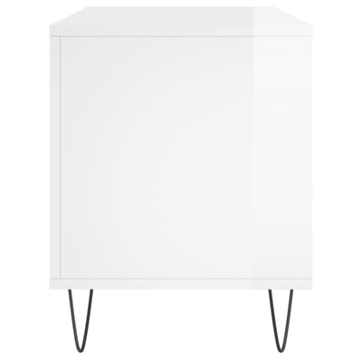 LP-levyjen säilytyskaappi korkeakiilto valk. 100x38x48 cm puu