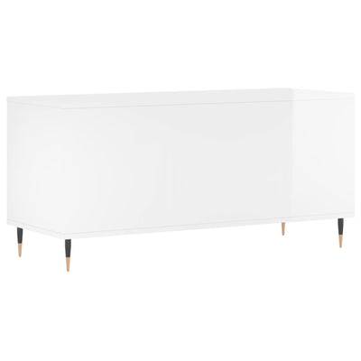 LP-levyjen säilytyskaappi korkeakiilto valk. 100x38x48 cm puu