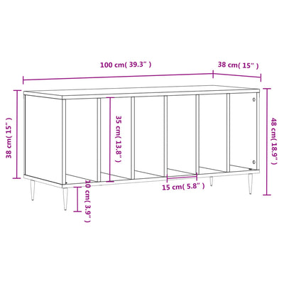 LP-levyjen säilytyskaappi savutammi 100x38x48 cm tekninen puu