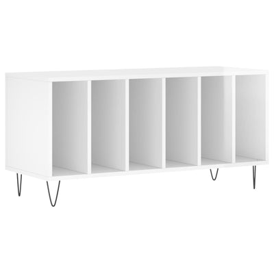 LP-levyjen säilytyskaappi korkeakiilto valk. 100x38x48 cm puu