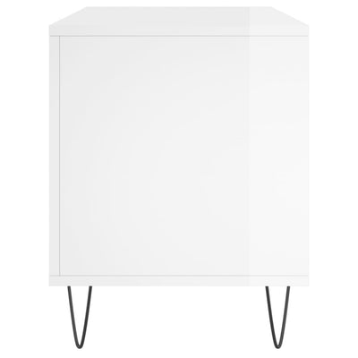 LP-levyjen säilytyskaappi korkeakiilto valk. 100x38x48 cm puu