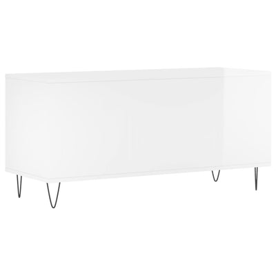 LP-levyjen säilytyskaappi korkeakiilto valk. 100x38x48 cm puu