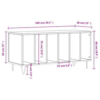LP-levyjen säilytyskaappi harmaa Sonoma 100x38x48 cm puu