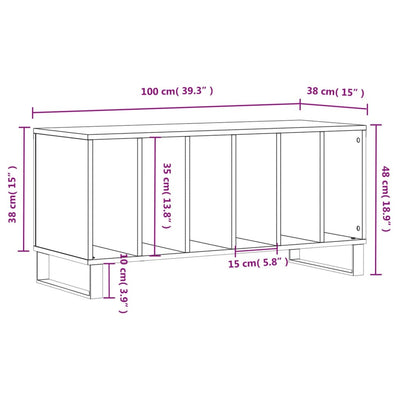 LP-levyjen säilytyskaappi musta 100x38x48 cm tekninen puu