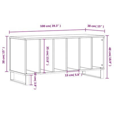 LP-levyjen säilytyskaappi harmaa Sonoma 100x38x48 cm puu