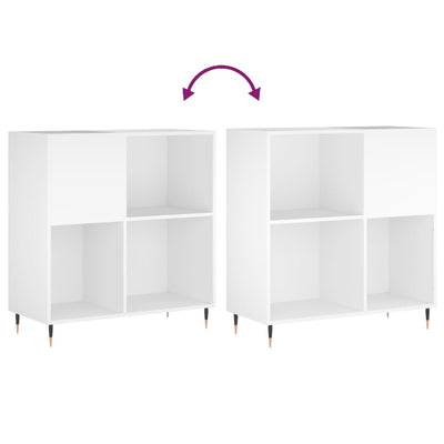 LP-levyjen säilytyskaappi valkoinen 84,5x38x89 cm tekninen puu