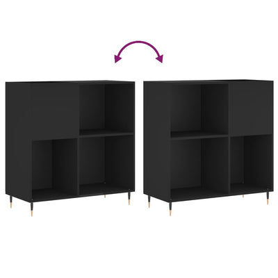 LP-levyjen säilytyskaappi musta 84,5x38x89 cm tekninen puu