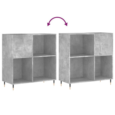 LP-levyjen säilytyskaappi betoninharmaa 84,5x38x89 cm puu