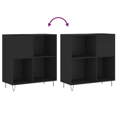 LP-levyjen säilytyskaappi musta 84,5x38x89 cm tekninen puu