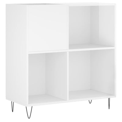 LP-levyjen säilytyskaappi korkeakiilto valk. 84,5x38x89 cm puu