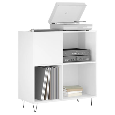 LP-levyjen säilytyskaappi korkeakiilto valk. 84,5x38x89 cm puu
