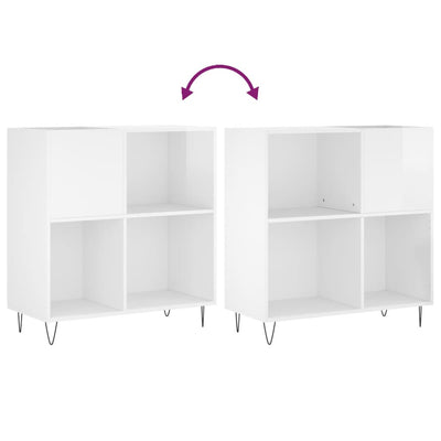 LP-levyjen säilytyskaappi korkeakiilto valk. 84,5x38x89 cm puu