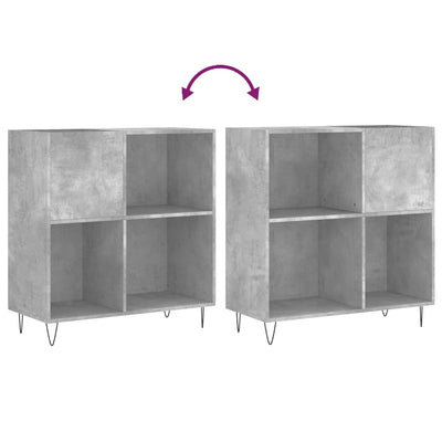 LP-levyjen säilytyskaappi betoninharmaa 84,5x38x89 cm puu