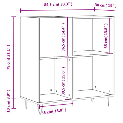 LP-levyjen säilytyskaappi harmaa Sonoma 84,5x38x89 cm puu