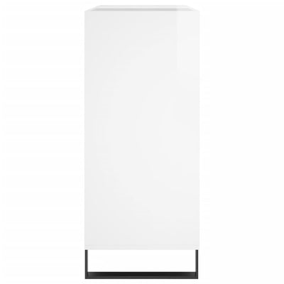 LP-levyjen säilytyskaappi korkeakiilto valk. 84,5x38x89 cm puu